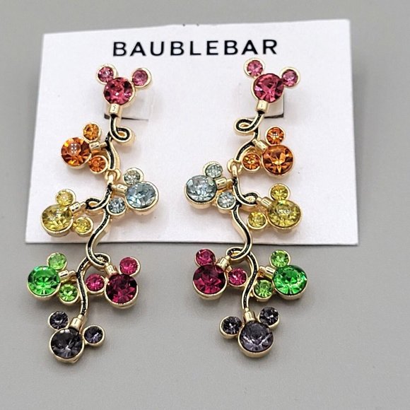 Disney BaubleBar Jewelry - Disney BaubleBar Mickey Mouse Fashion Earrings Multicolor Rhinestone 2 1/2" NEW